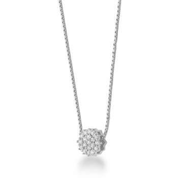 Colar chuveiro redondo pequeno zirconia cristal, corrente 40cm, prata. 3630220