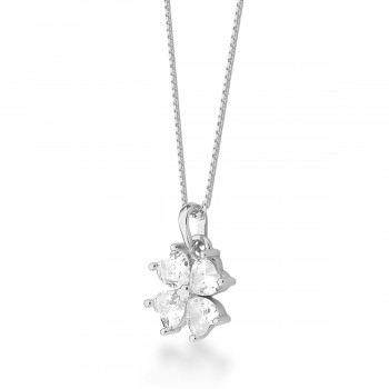 Colar trevo coracao transparente, corrente 45cm. 6x5mm, prata. 3635340