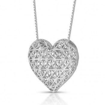 Colar coração diamantado menor todo vazado 19x21mm. Correte 45cm. 363556M