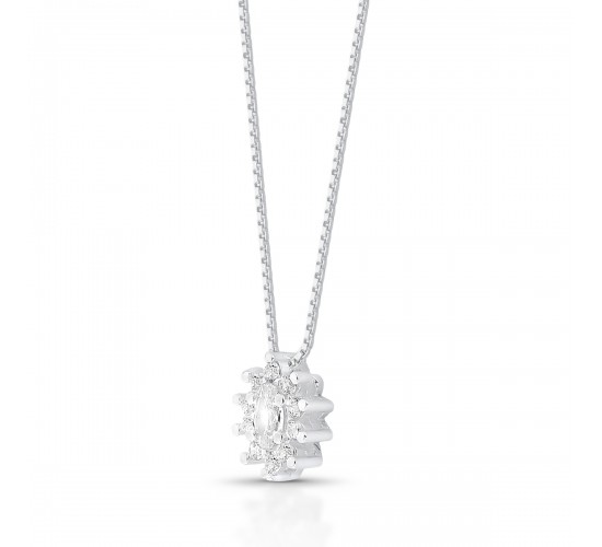 Colar oval cristal 10mm com zirconia cristal em volta, 45cm. 3635570