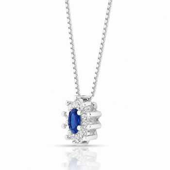 Colar oval azul safira 10mm com zirconia cristal em volta, 45cm. 3635572 Colar oval azul safira 10mm com zirconia cristal em volta, 45cm. 3635572