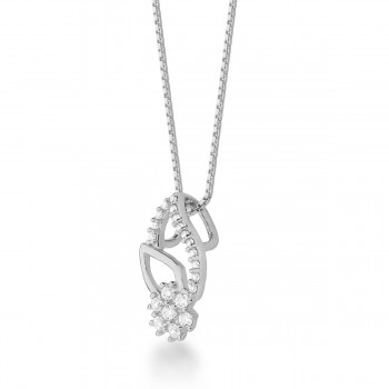 Colar gota lista e com zirconia cristal, corrente 45cm, Prata. 3630241