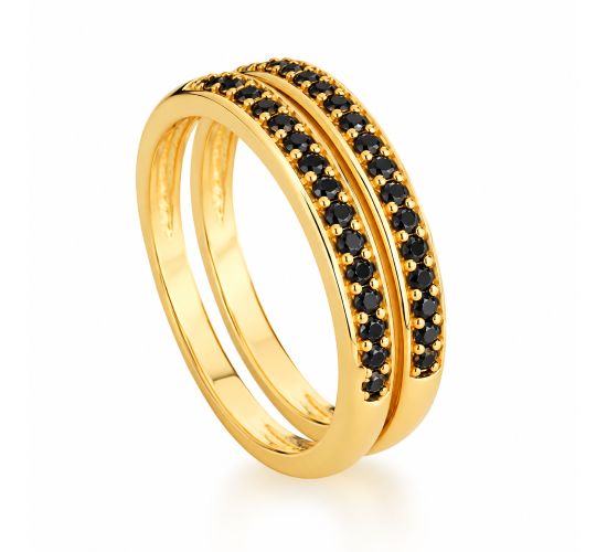 Anel aparador zirconia negra. 140850
