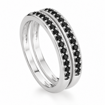 Anel aparador zirconia negra, prata. 340850