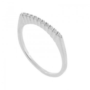 Anel meia alianca fina reta zirconia cristal, prata. 341038