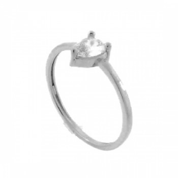 Anel solitario gota zirconia cristal, prata. 341403