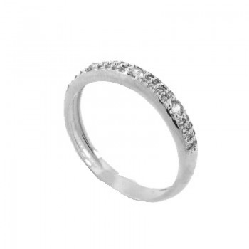 Anel meia alianca zirconia cristal com 4 zirconias cristal, Prata. 341404