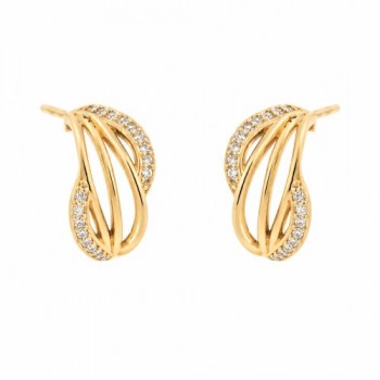 Brinco movimento filete liso e zirconia cristal nas laterais. 11x4mm. 151294