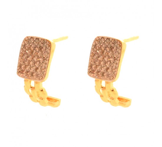 Brinco retangular cristal embaixo vazado. 12.5x6.5mm. 151611