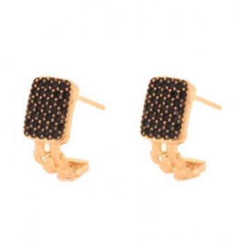 Brinco retangular zirconia negra. 12.5x6.5mm. 151612