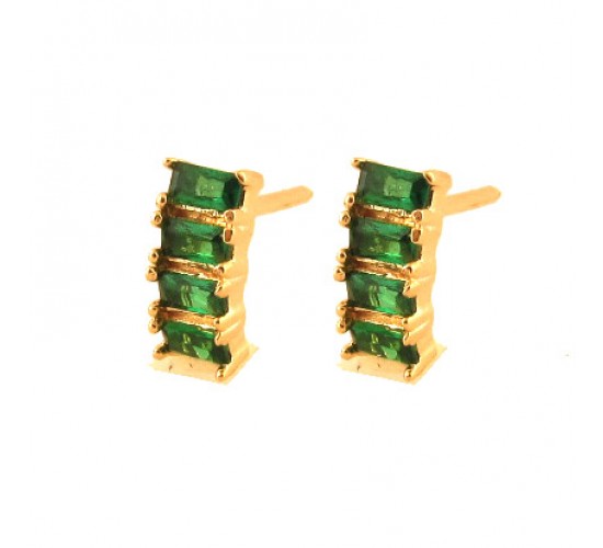 Brinco pequeno 4 baguetes. 8.5x3.5mm. 151614