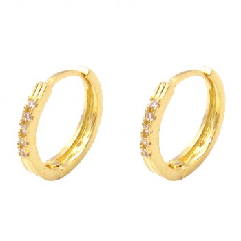 Brinco argola media fina zirconia branca. 18mm. 151652