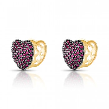 Brinco argola maior de coração zirconia vermelha, vazado atras. 12x12mm. 1519779 Brinco argola maior de coração zirconia vermelha, vazado atras. 12x12mm. 1519779