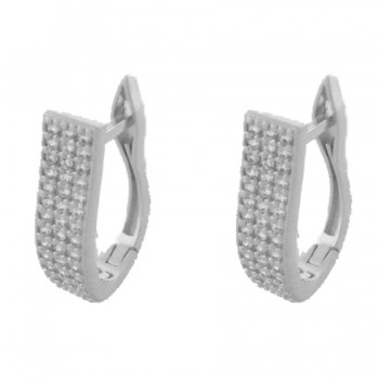 Brinco argola media oval aberta zirconia cristal. 13mm, prata. 350791