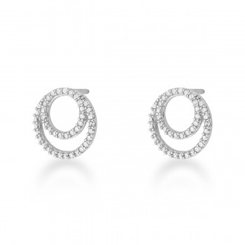 Brinco 2 circulos vazados zirconia cristal. 7mm, prata. 351310