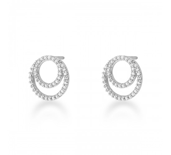 Brinco 2 circulos vazados zirconia cristal. 7mm, prata. 351310