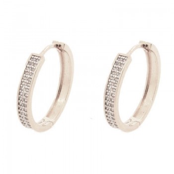 Brinco argola grande zirconia cristal na frente. 17mm, prata. 351359