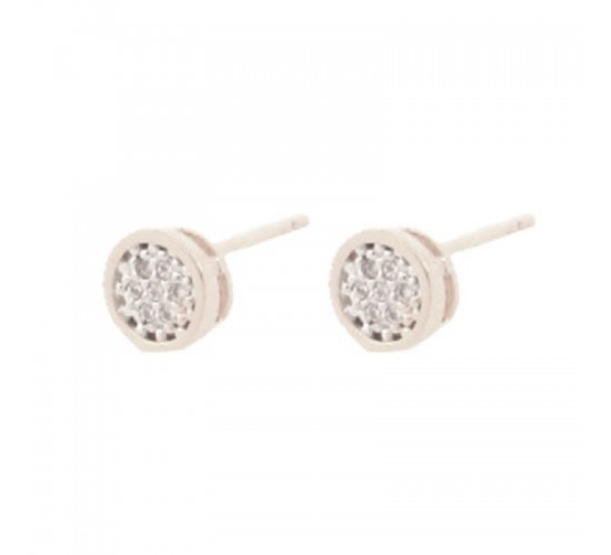 Brinco chuveiro redondo pequeno zirconia cristal. 6mm, prata. 351392