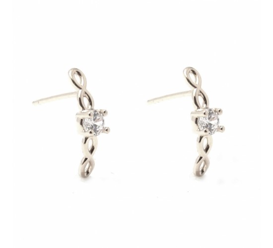 Brinco solitario infinito zirconia cristal no centro. 14.5mm, prata. 351415