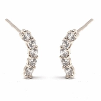 Brinco fio maior zirconia cristal. 12mm, prata. 351421