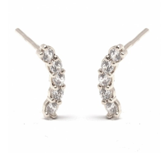 Brinco fio maior zirconia cristal. 12mm, prata. 351421