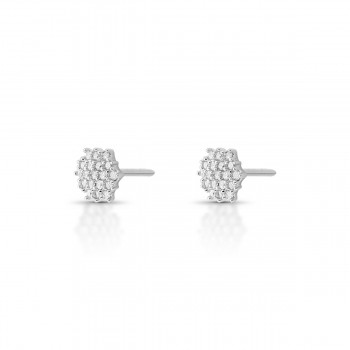 Brinco chuveiro 6 lados zirconia cristal. 6mm, prata. 351619