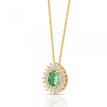 Colar gota verde paraiba, zirconia cristal em volta. 7x5mm. 160007