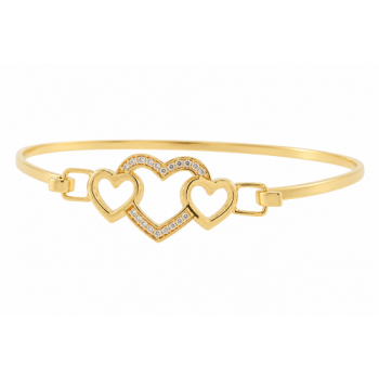 Bracelete coracao 3 coracoes, liso e zirconia cristal. 161247