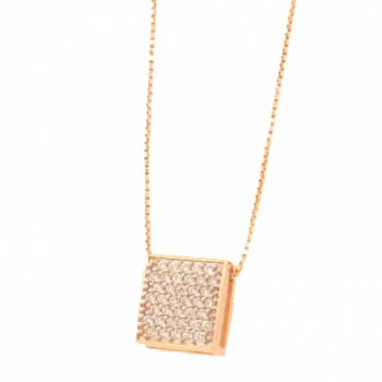Colar chuveiro quadrado zirconia cristal. 3x4mm. 161832