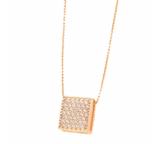 Colar chuveiro quadrado zirconia cristal. 3x4mm. 161832