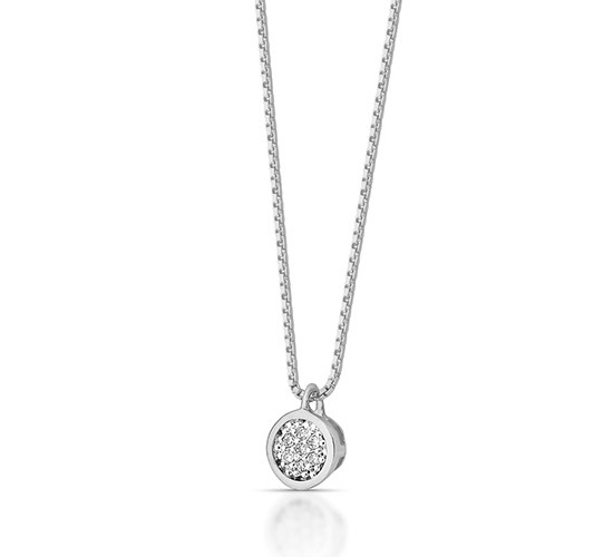 Colar chuveiro redondo pequeno zirconia cristal. 2mm, prata. 361631