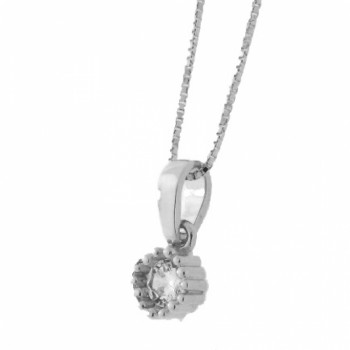 Colar redondo pequeno zirconia cristal, Prata. 361740