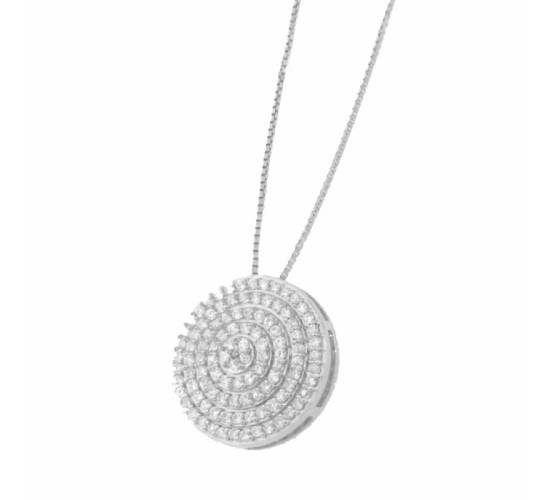Colar redondo com 4 fileiras zirconia cristal. 11mm, prata. 361779