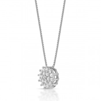 Colar chuveiro flor zirconia cristal. 4mm, prata. 361869