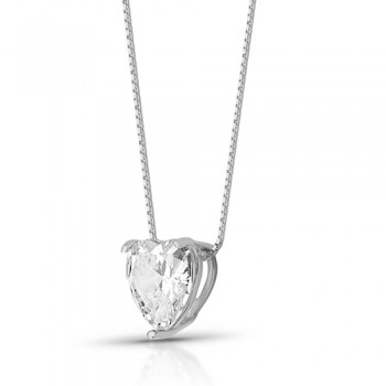Colar coracao pedra maior cristal, corrente 45cm, Prata. 3635520